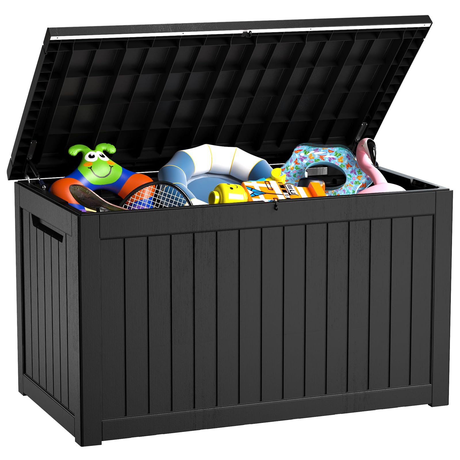 Kiivakii230 Gallon Large Resin Deck Box, Indoor Outdoor Storage Boxes, Waterproof Storage Bin, Organization and Storage for Patio Furniture, Outdoor Cushions, Garden Tools & Pool Supplies, Lockable