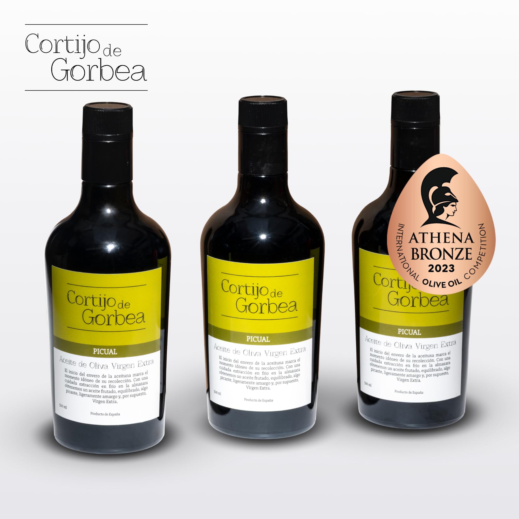 Aceite de Oliva Virgen Extra Picual Cortijo de Gorbea Pack 3 Botellas