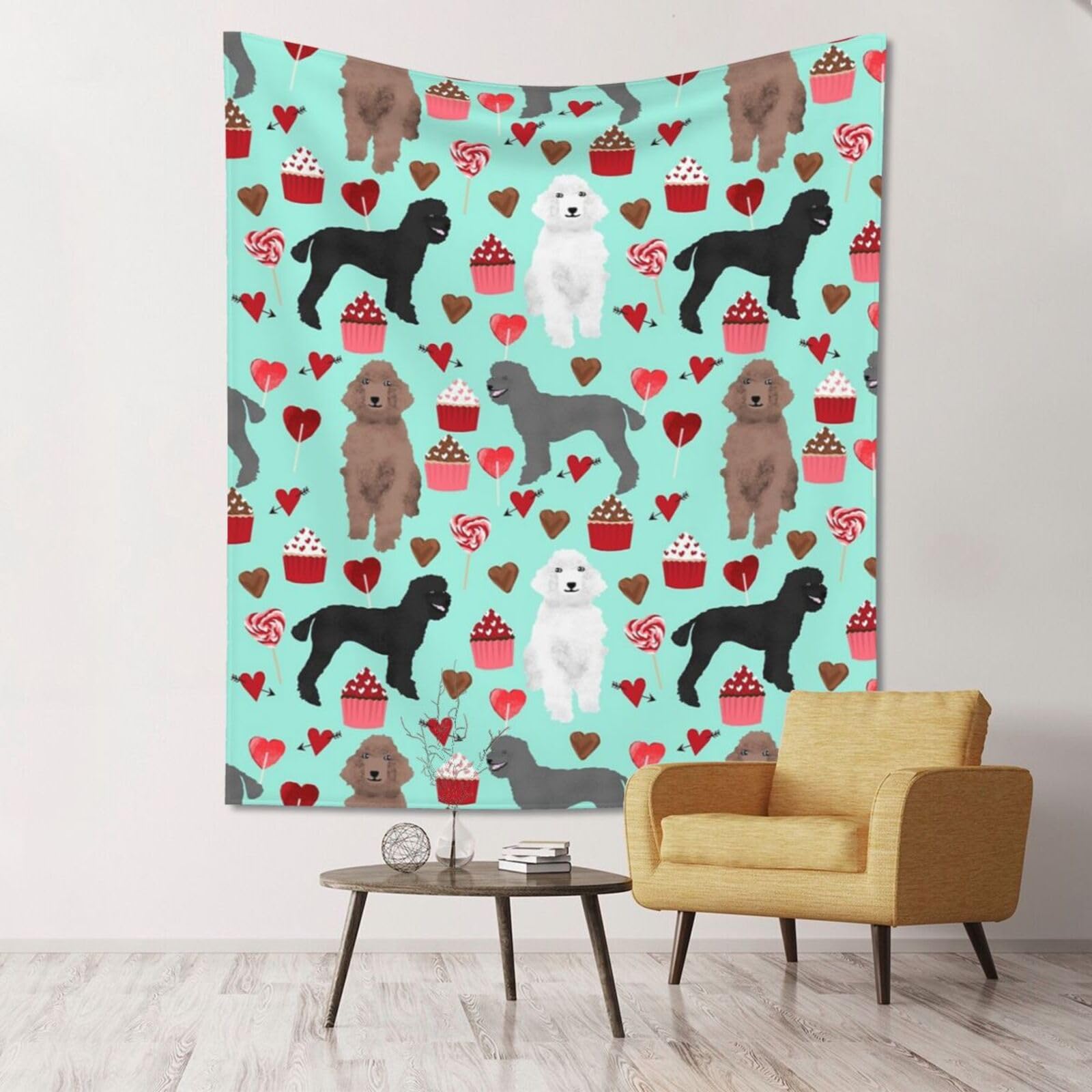 WKSGDSG Large Wall Hanging, Machine Washable Tapestry For Dorm Room, Poodles Dogs, Lightweight Polyester Wall Art For Bedroom Living Room, 152x130cm