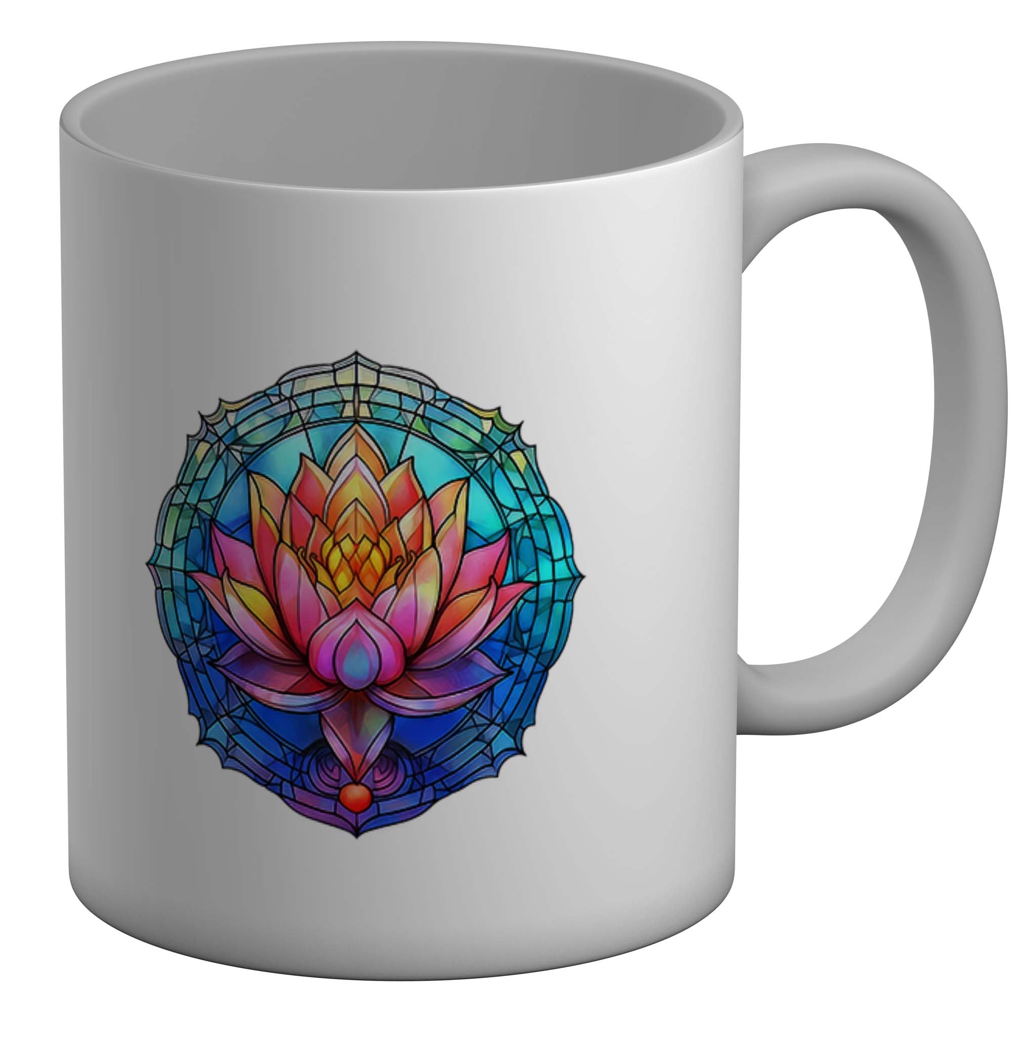 Shopagift Lotus Flower Mug Stainglass Purity Pure Rebirth White 11oz Large Gift Ceramic Cup