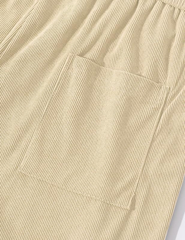 Men's Corduroy Shorts 9 inch Cotton Drawstring Casual Elastic Waist Summer Beach Shorts with Pockets - Image 9