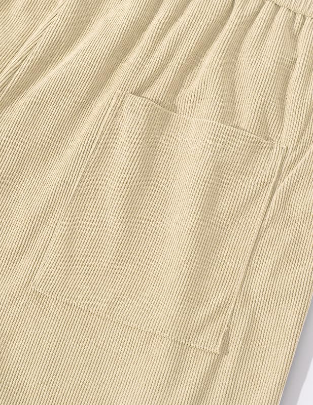 Pantalones Cortos Hombre Algodón Verano Cordón Elástico Casual Shorts con Bolsillos