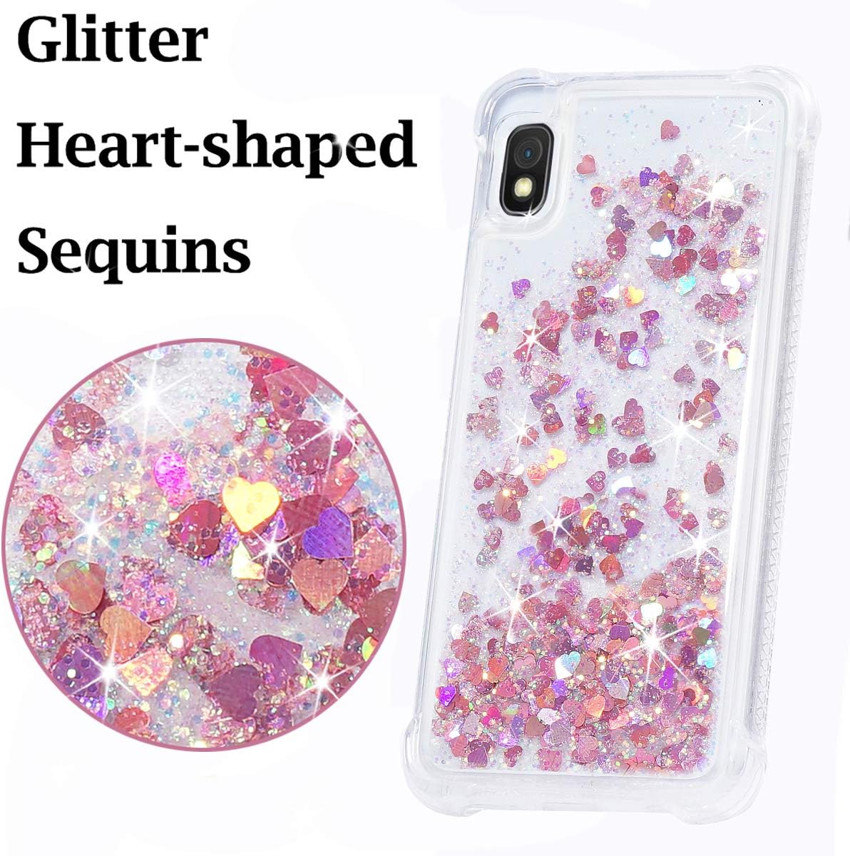 FLOCUTE Galaxy A10e Case, Galaxy A10e Glitter Case Clear Bling Sparkle Floating Liquid Soft TPU Cushion Luxury Fashion Girly Women Cute Case for Samsung Galaxy A10e A20e (Rose Gold)