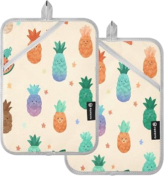 Pineapple Tropical Watermelon Beige Vintage Pot Holders Heat Resistant Non Slip Kitchen Hot Pads for Cooking Baking