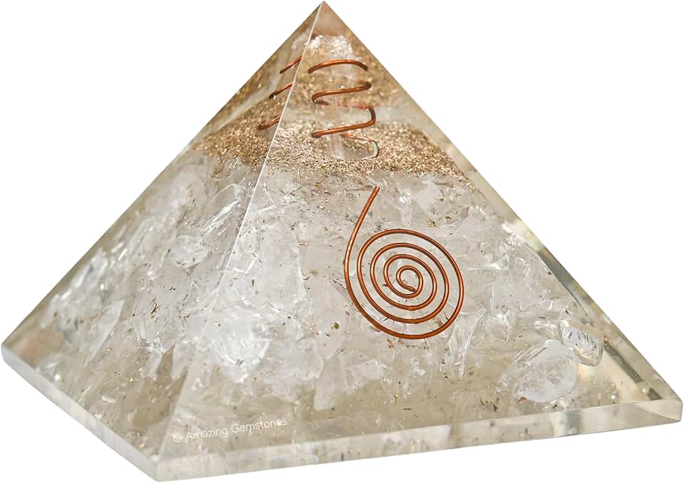 Orgone Pyramid with Clear Quartz Crystal and Healing Coil Quartz Point - Natural Healing Stones Orgonite Energy Generator for Yoga Meditation