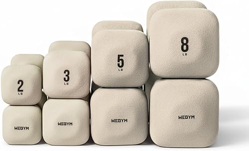 WeGym SafeGrip Square Dumbbells with Anti Slip Handles, Aesthetic Free Weights for Home Workouts, Stable Design Prevents Rolling during Floor Juego