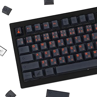 GEKUCAP PBT Keycaps 129 Keys Cherry Profile Dye-Sub Keycaps Japanese Keyboard Keycaps Set Fit for 61/64/68/84/87/96/98 Cherry Mx Switches ISO ANSI Layout Mechanical Keyboard（Ash keycap）