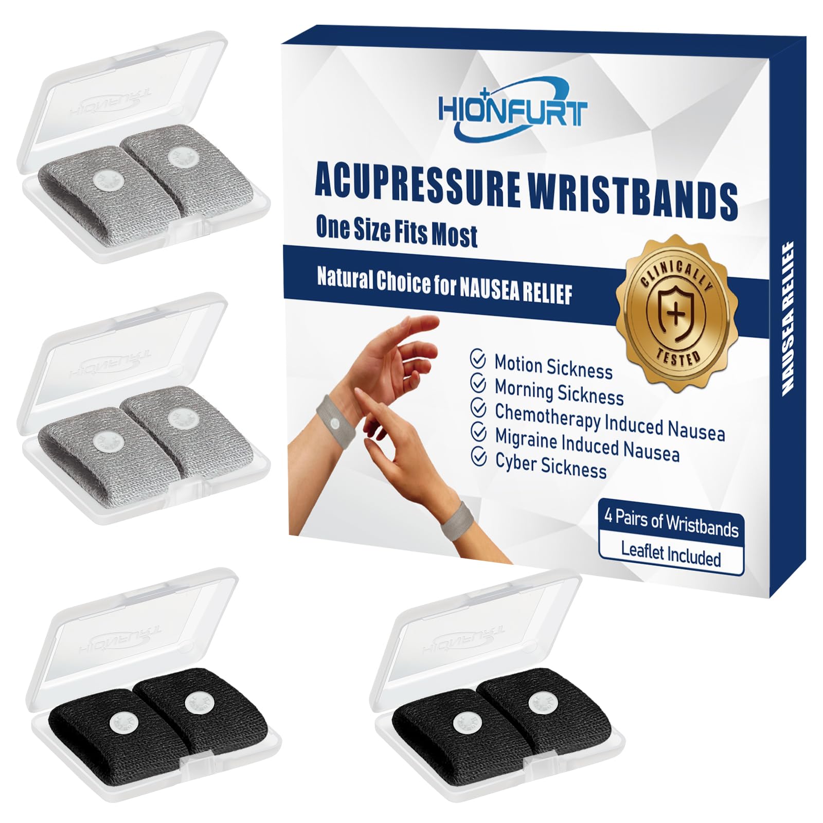 Hionfurt Motion Sickness Bands Anti Nausea Wristbands for Adult and Kids