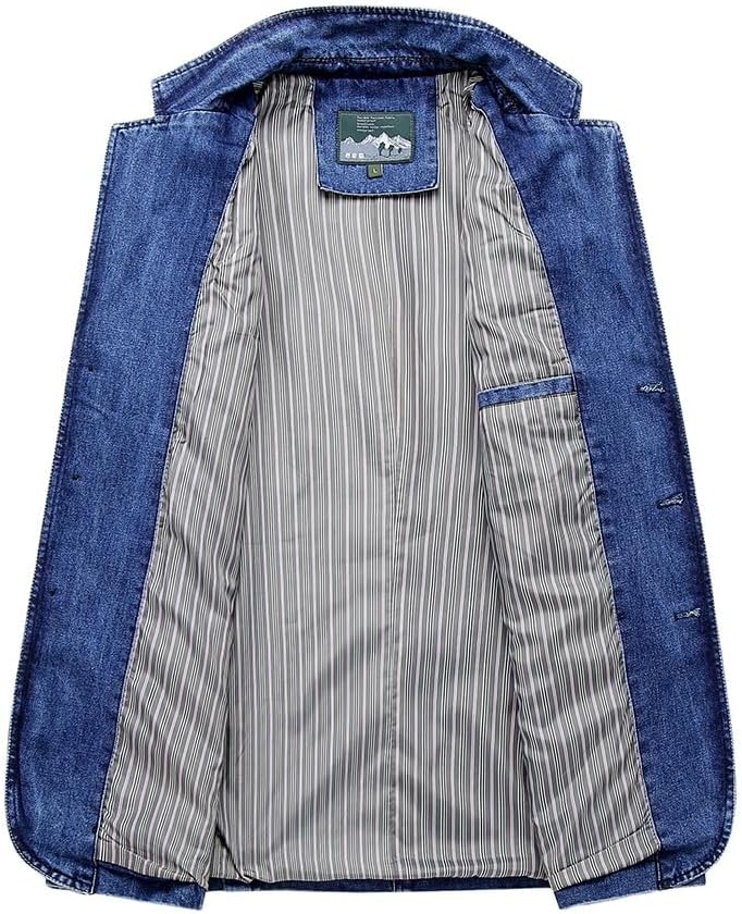 Men's Denim Blazer Office Casual Classic Notch Lapel Vintage Suit Jacket Party Prom Wedding Daily Wear