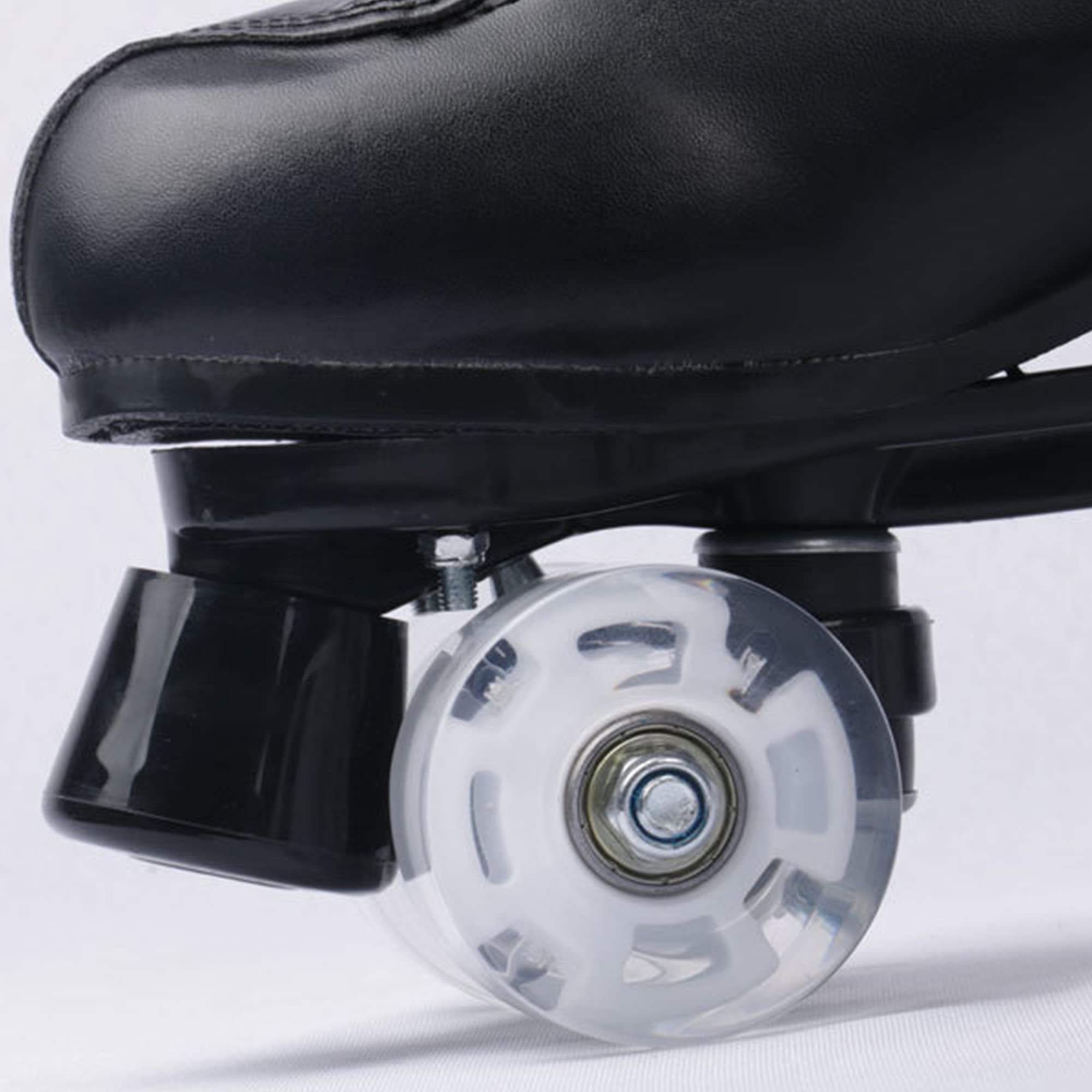 Patines de Ruedas para Mujeres y Hombres, Patines Clásicos de Doble Hilera con Ruedas Iluminadas por LED, Patines 4 Ruedas de Cuero de PU para Principiantes, Adolescentes, Adultos