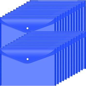 24 Plastic Filing Envelopes Snap ClosureBlue