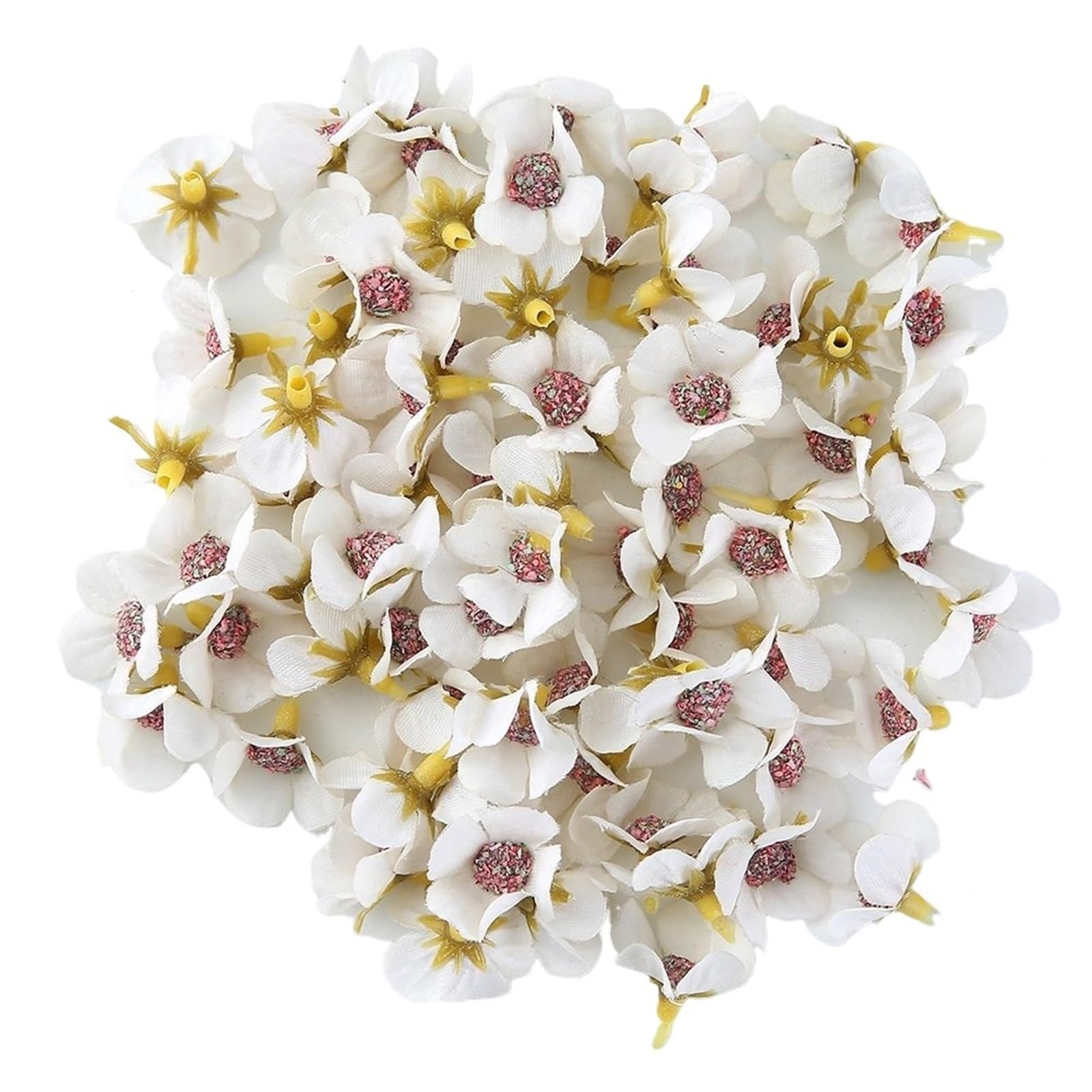 Himscev 50pcs Mini Daisy Artificial Flowers - Vibrant Crafting Essentials for Weddings, Parties, and Home Decor(White)