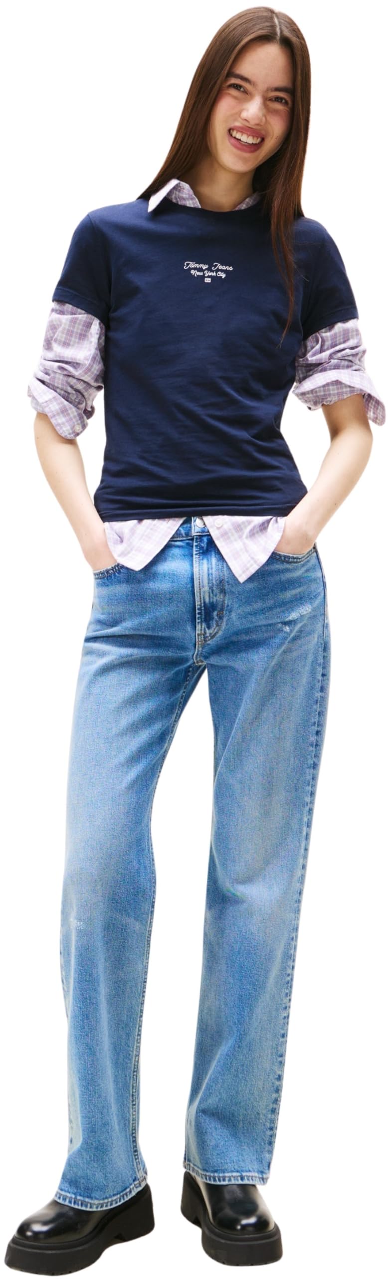 Tommy Jeans Donna T-Shirt Maniche Corte Slim Logo Tee con Scollo Rotondo