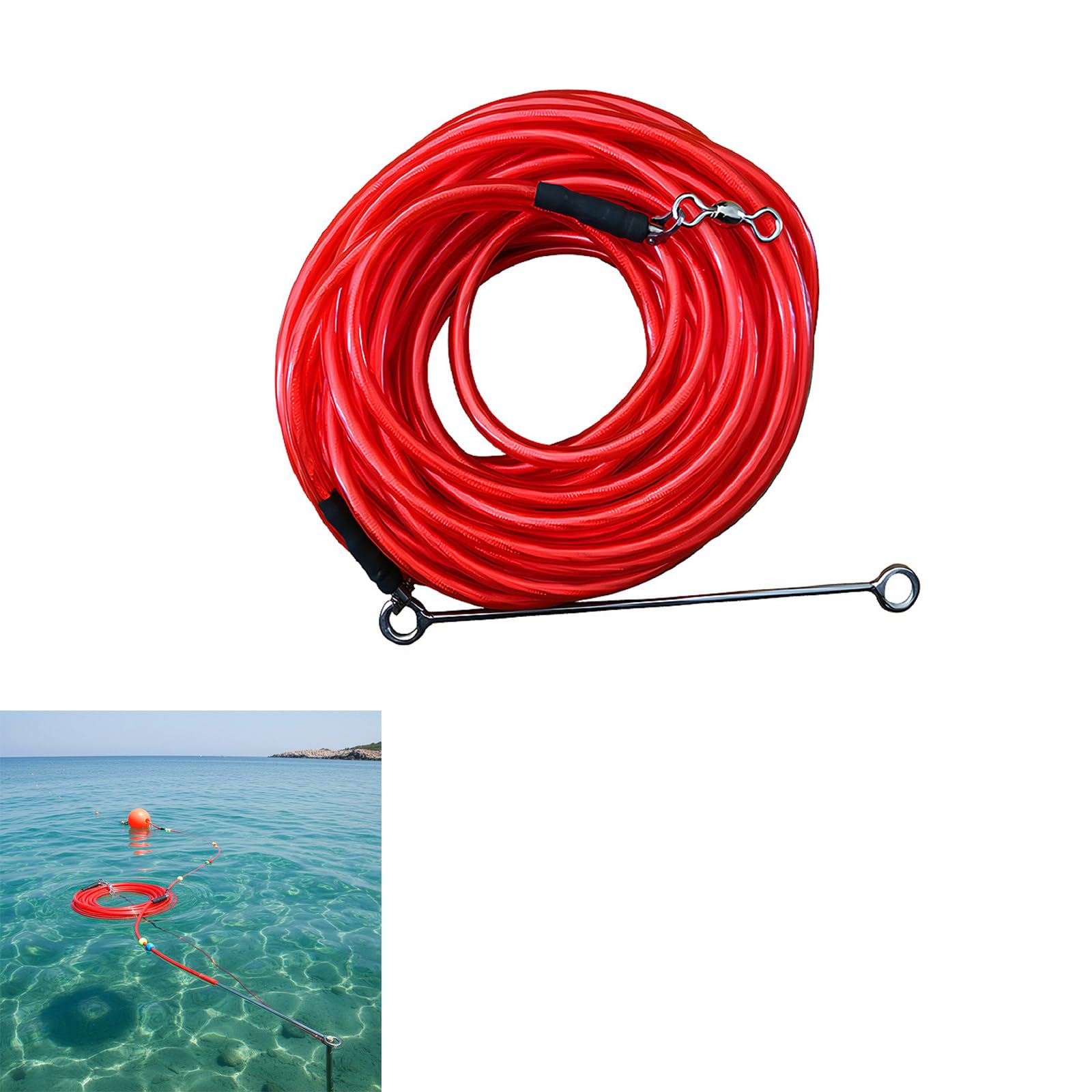 Corda galleggiante in PVC ad alta galleggiabilità, flessibile per pesca in acqua salata, attività marine e barche ormeggio, design leggero, alta galleggiabilità, pesca galleggiante