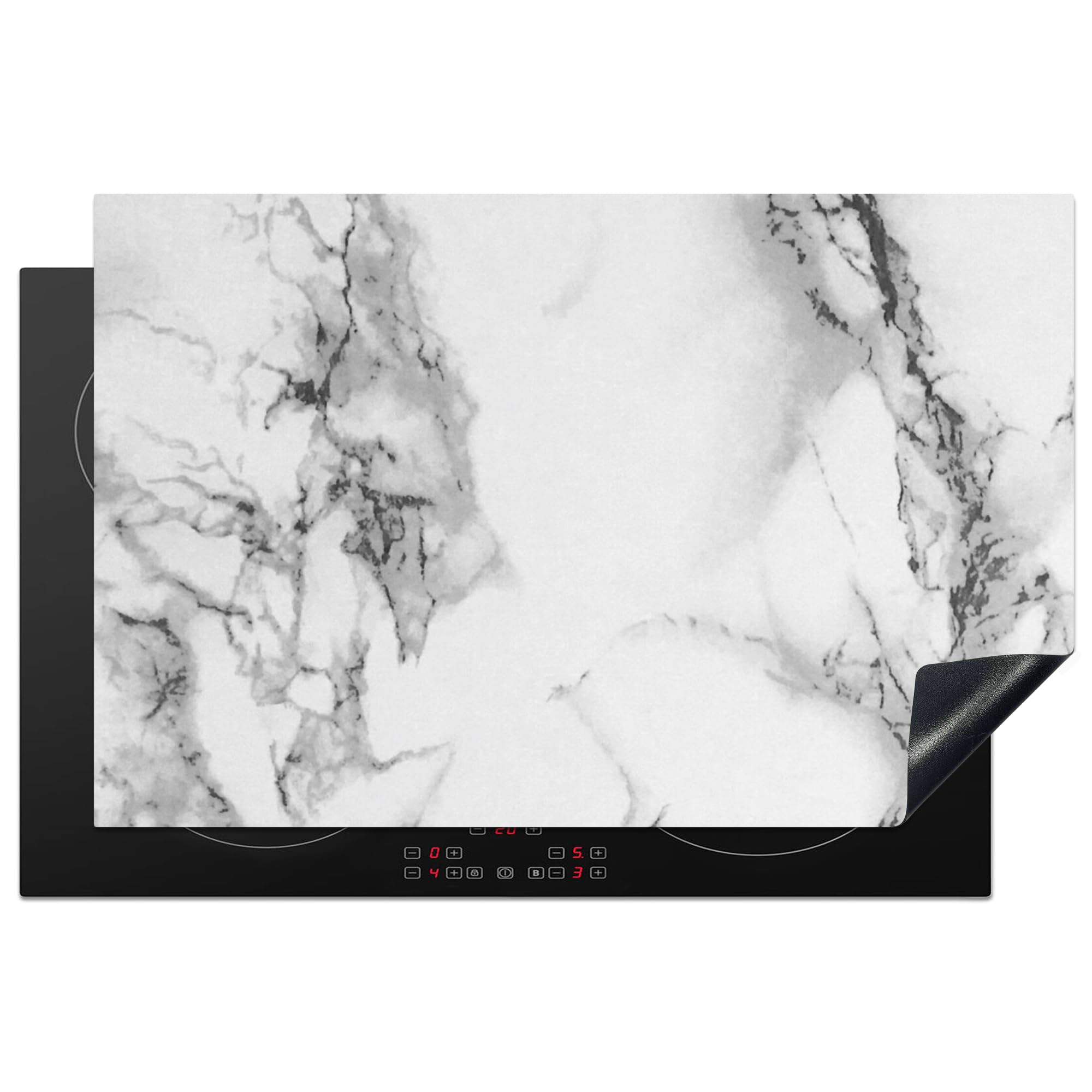 KitchenYeah© Induction Hob Protector Mat 20.5"x31.9" / 81.2x52 cm Cooker Top Protectors Cover Ceramic Covers Electric Hobs Vinyl Marble - Stone - White - Grey - Black - Marble Look