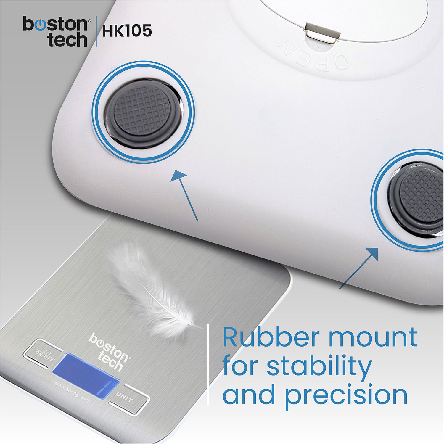 Boston Tech HK105 - Digital Kitchen Scale, High Precision Stainless Steel Scale with Anti-Splash Protection, Easy to Clean, Capacity up to 5kg image 5
