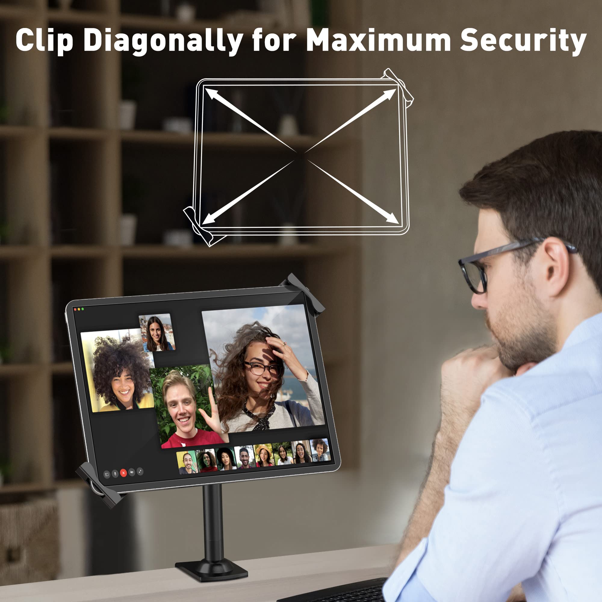 AboveTEK Supporto di Blocco Antifurto per Tablet - Girevole a 360/320 POS - Blocco del Supporto di Sicurezza per Tablet, Supporto a Morsetto da Tavolo per iPad Galaxy Tab Google da 7 a 11" (Nero)