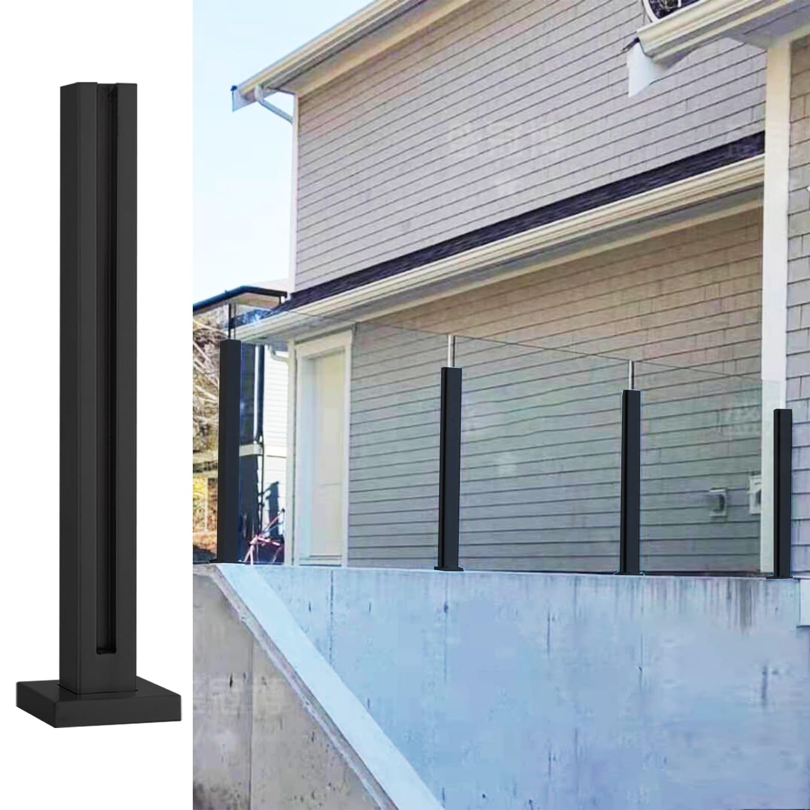 Abrazaderas de vidrio de 3/8 de pulgada, poste de barandilla de metal para terraza y balcón