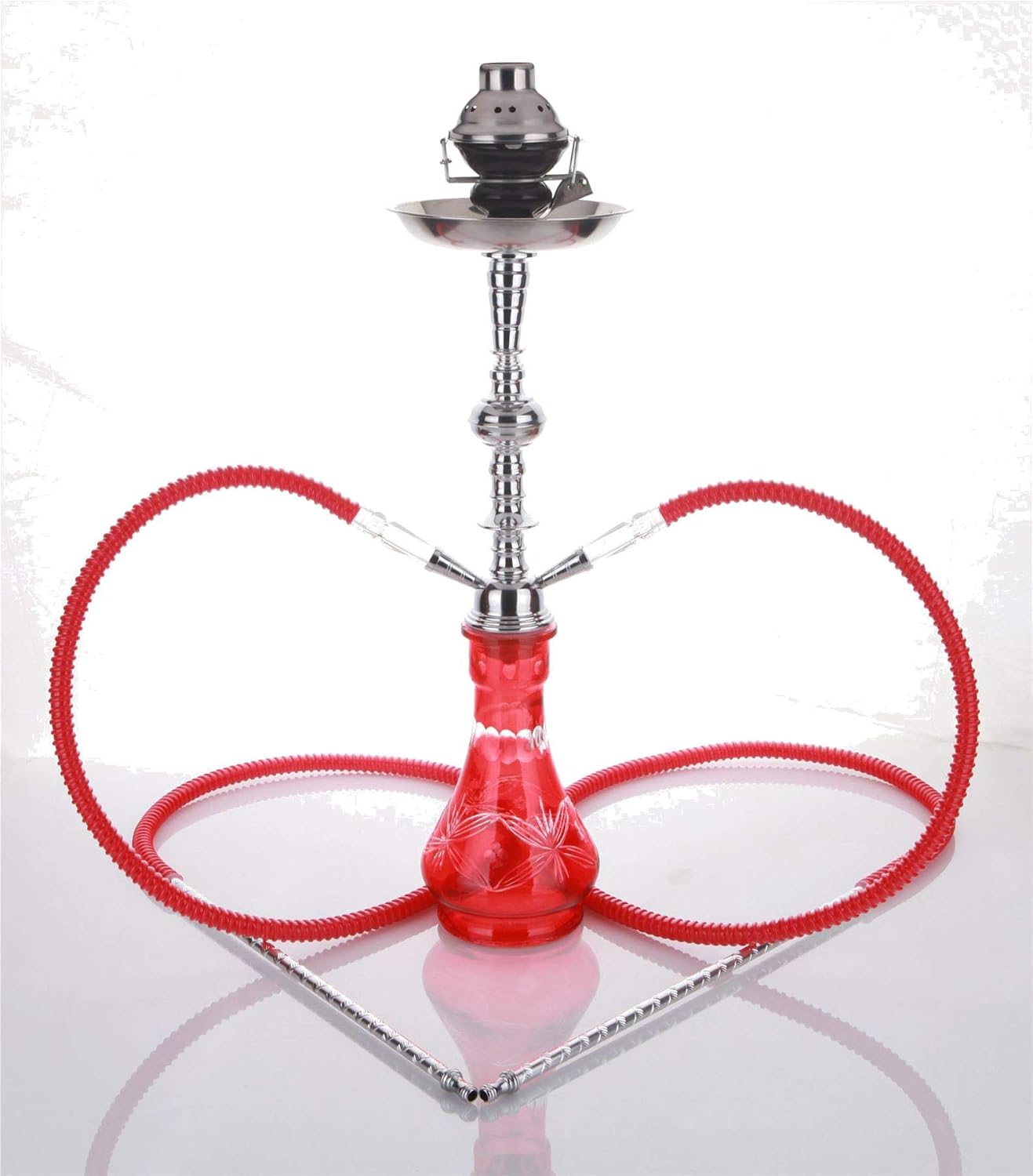 medium silver 2 tubos chicha Cachimba sin tabaco sin nicotina + Protección contra el viento shisha Pipa de agua set Narguila Cachimba chicha