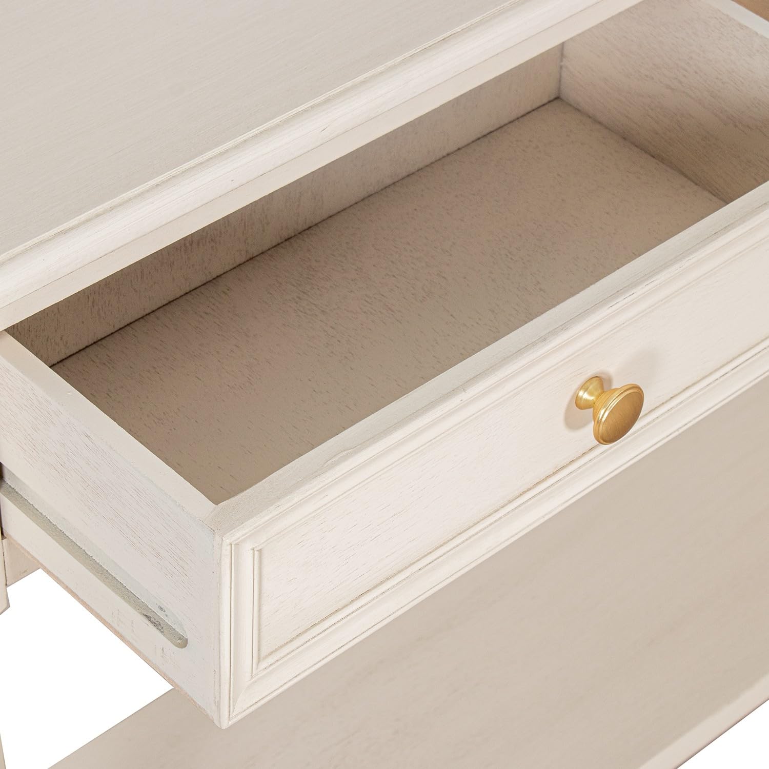 DRW Console Meuble Table d'entrée avec 2 tiroirs en Bois Beige 90 x 28 x 75 cm