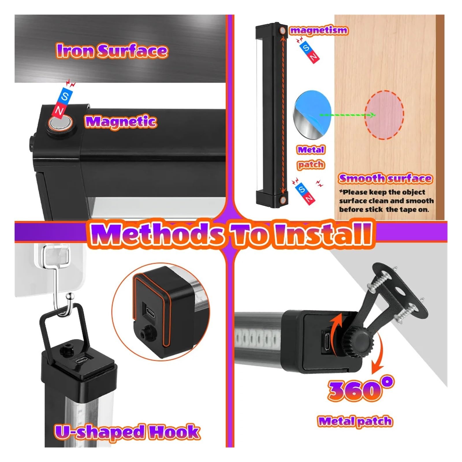 Tubo de luz negra LED 80 luces - Con interruptor, rotación 360 ​​grados, lámpara UV for fiestas fluorescentes, arte corporal, Halloween y Navidad, Multiuso confiable(80LEDs-3P)
