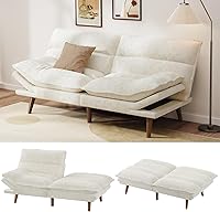 Vista 10 de Pipishell Sofá cama futón de pana de 66 pulgadas, convertible con respaldo y reposabrazos ajustables, sofá reclinable para espacios pequeños, sala