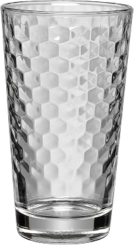 WMF Tumbler Glasses Set of 4 Tumblers with Honeycomb Structure Cocktail Long Drink Glass Heat Resistant Dishwasher Safe, Glass, transparent, 16.5 x 16.5 x 15 cm