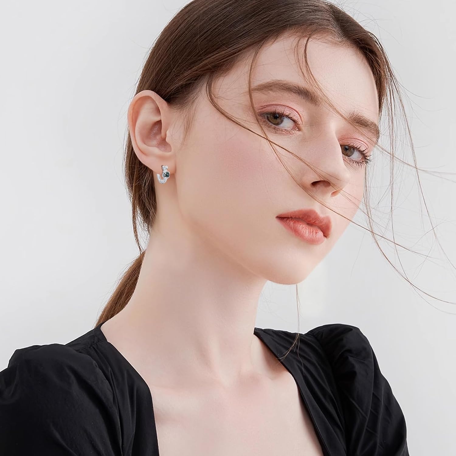 Moss Agate Hoop Earrings for Women 925 Sterling Silver Tree of Life Earrings Hypoallergenic Silver/Rose Gold/Gold/Black Moss Agate Jewelry Birthday Mothers Day Gifts - Image 4