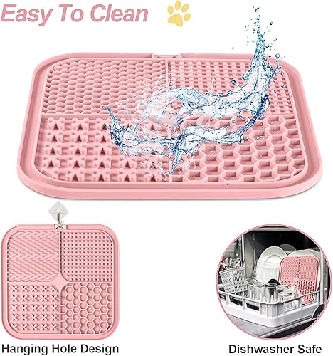 Miniatura 18 de LUKITO Alfombrilla para lamer perros y gatos, paquete de 2 con ventosas, tapete para lamer perros para aliviar la ansiedad, juguetes para perros