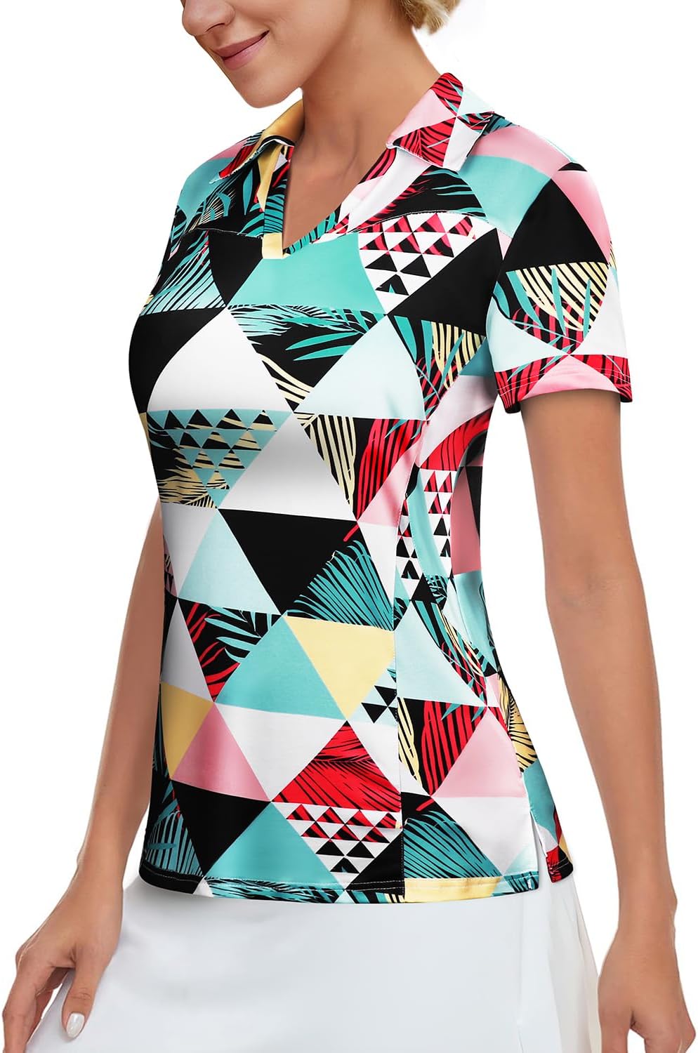 Vldnery Womens Golf Polo Shirts Moisture Wicking Running Workout Tops Print Short Sleeve Tennis Clothes Loose Fit - Image 2