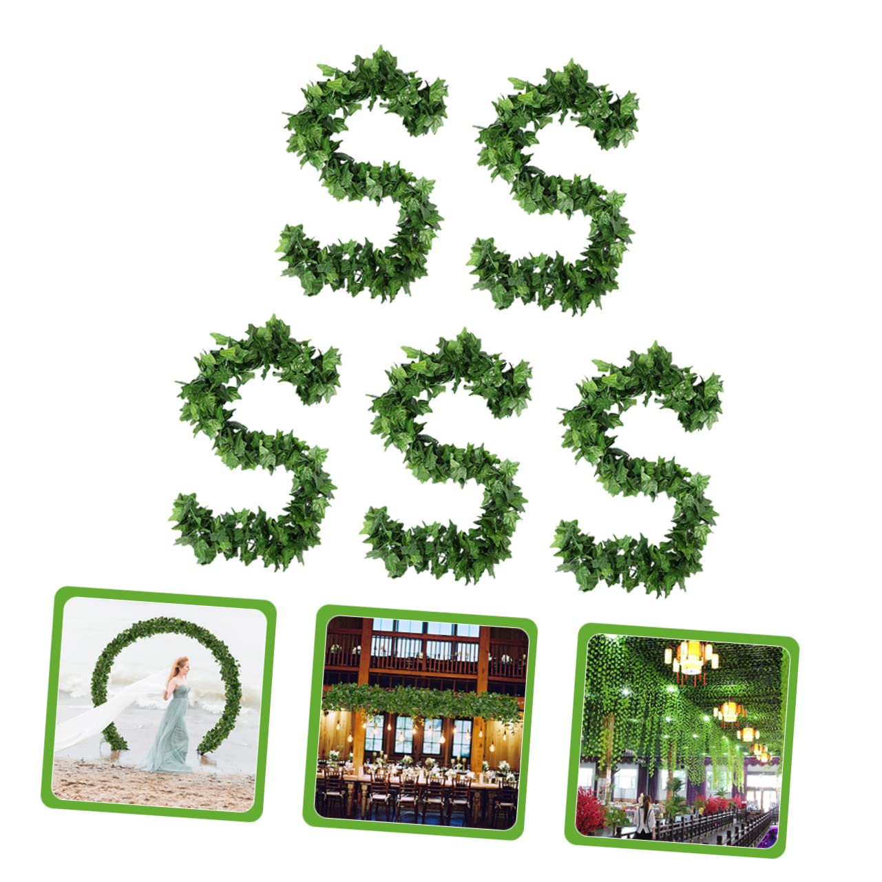ABOOFAN 2 Pezzi 5 foglie di rattan artificiali decorazione da appendere alla parete arredamento finto appeso foglie artificiali - Vite artificiale foglie finte viti finte plastica Green