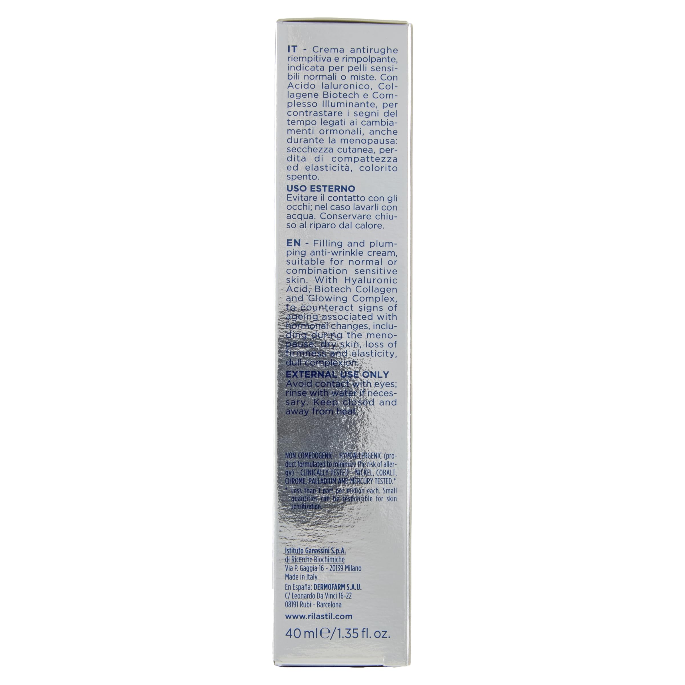 Rilastil Progression(+) Crème Anti-Rides Repulpante, Soin Rides Marquées, Anti-Âge, Peaux Matures, Collagène et Acide Hyaluronique, 40 ml