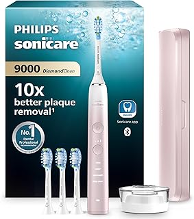 Philips Sonicare DiamondClean 9000 elektrische Zahnbürste, Sonderedition – Schallzahnbürste, sauberere Zähne, 4x C3 Premium Plaque Defense-Bürstenköpfen, pink (Modell HX9911/79)
