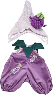 Reborn Baby Doll Clothes Accessories for 16-18 Inch Baby Dolls | Purple romper outfit, pointed hat with 3d eggplant accent, machine-washable romper, narrow fit for reborn baby doll dress-up