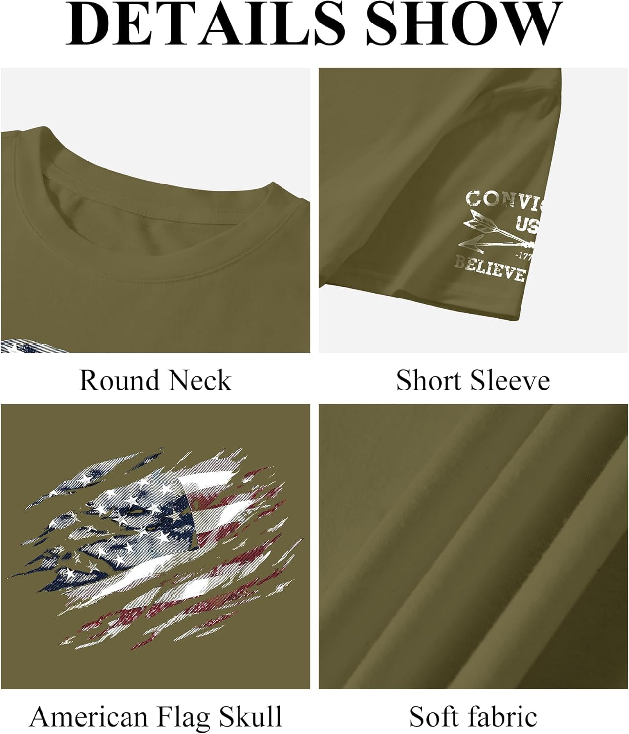 KESHIAN Men's American USA Flag Patriotic T Shirt Crewneck Casual Mens Graphic Tees - Image 5