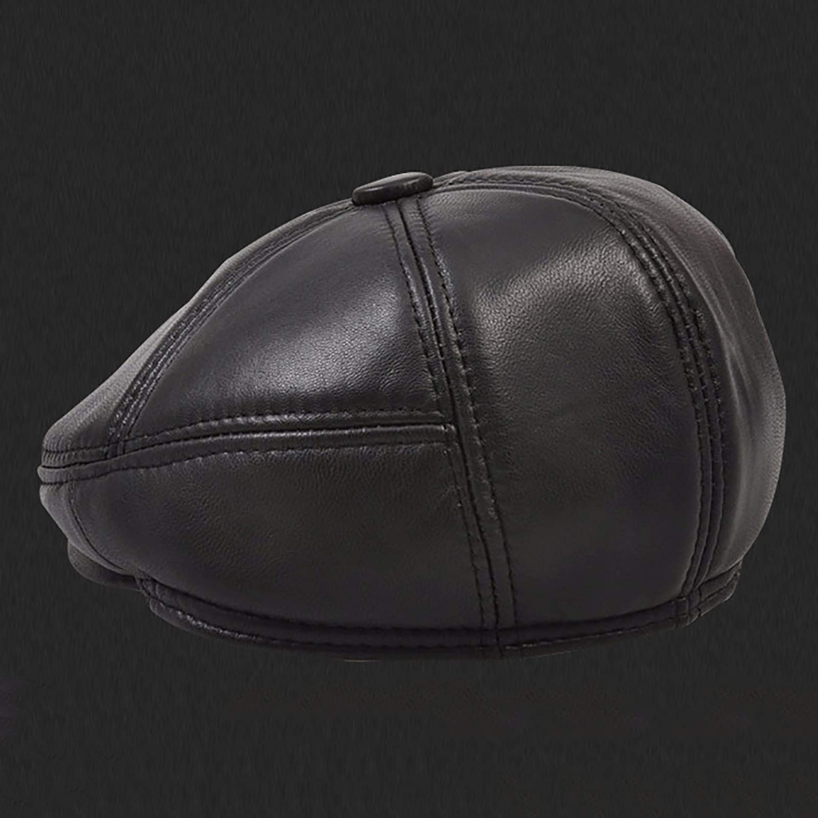 Beanie męska czapka skórzana, zimowa ośmiokątna czapka retro, czapka beretowa, męski płaski kapelusz
