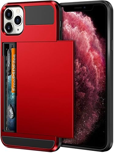 Vofolen Funda para iPhone 11 Pro Max, funda tipo cartera para tarjeta de crédito, ranura para puerta corredera, bolsillo oculto, doble capa,