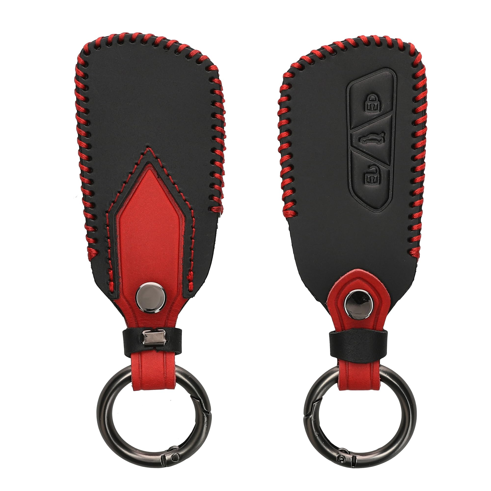 kwmobile Autoschlüssel Kunstleder Hülle kompatibel mit VW Golf 8 3-Tasten Autoschlüssel - Schlüsselhülle in Schwarz matt Rot