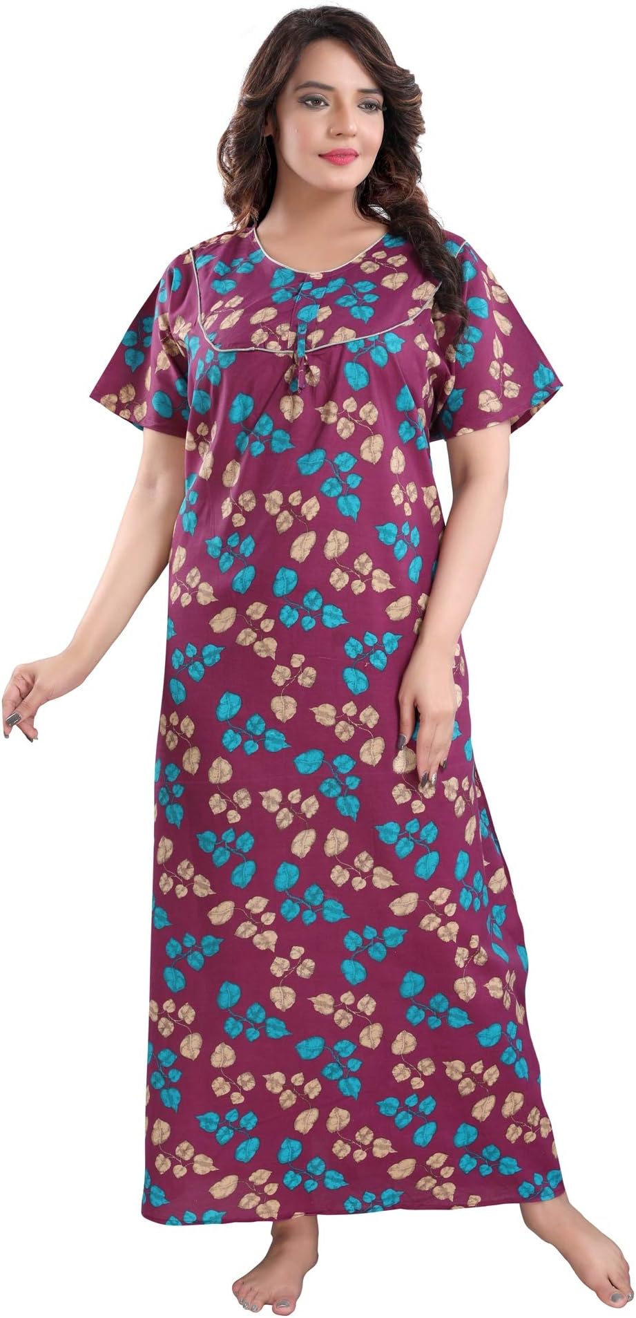 FabmeWomen's Printed Cotton Nightdress Nighty - Pack of 1