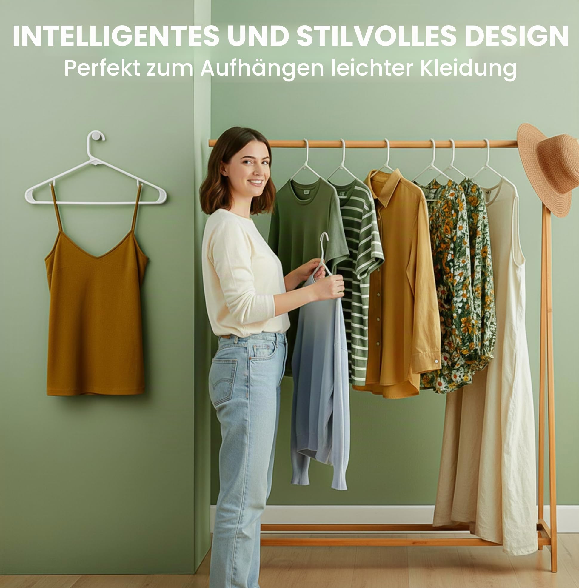 Utopia Home Kunststoff-Kleiderbügel, 20 Stück, Kleiderbügel mit Haken, langlebig und platzsparend, robust, weiß, Rock-Kleiderbügel