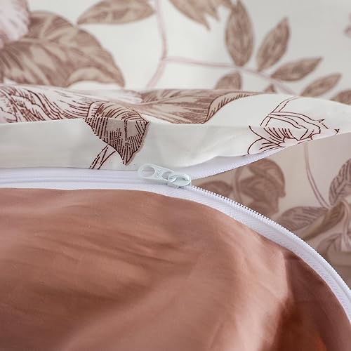 Miniatura 5 de OAITE Juego de funda de edredón tamaño individual, diseño floral, ultra suave, 100% algodón de fibra larga, juego de funda de edredón de 3 piezas,