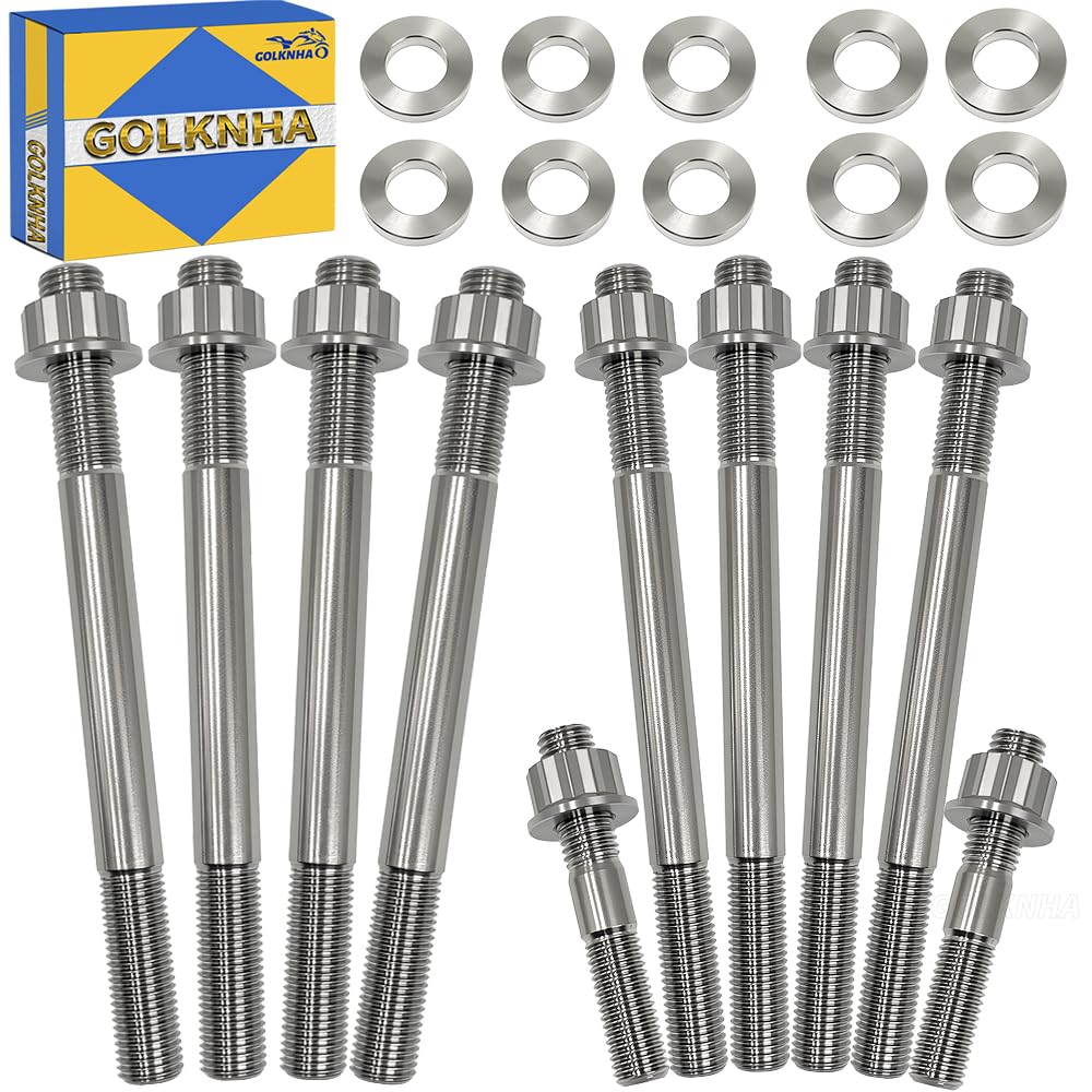 Titanium Cylinder Stud & Cylinder Head Studs Kit for Yamaha Grizzly 660 Raptor 660R Rhino 660 OEM#90105-10650-00 90105-10649-00