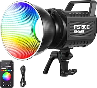 NEEWER 130W RGB LED Video Light App/2.4G Control 17 Effects, 2500-7500K 19800Lux/1m COB Continuous Lighting with CRI97/TLC…