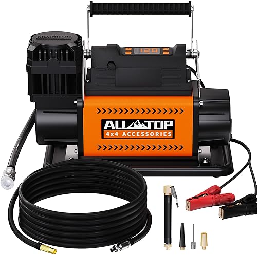 Miniatura 1 de ALL-TOP Compresor de aire de 12 V con panel de control LCD a presión objetivo preestablecida, inflador de bomba de aire 150PSI 7.06CFM para tareas