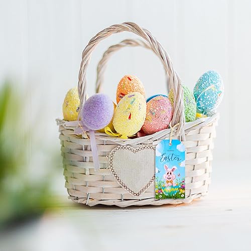 Miniatura 6 de Outus 60 etiquetas de regalo de Pascua con cuerda, etiquetas de conejo azul, etiquetas colgantes para festival de huevos de primavera, etiquetas de