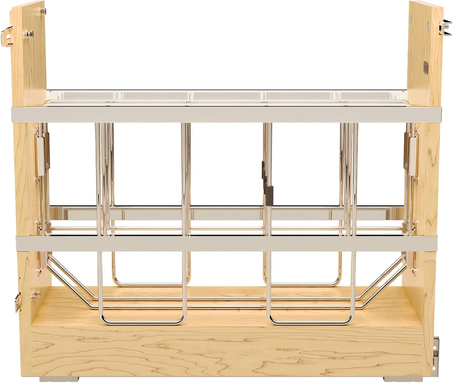 Rev-A-Shelf 8" Wooden Pullout Shelf Bakeware Organizer for Base Kitchen Cabinets with Soft Close and 100 Pound Ball-Bearings, 447-BCBBSC-8C