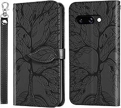 Mobile Phone Case for Google Pixel 9a 5G Embossed Tree PU Leather Pixel 9a 5G Flip Case Wallet Case Cover for Google 9a 5G Black