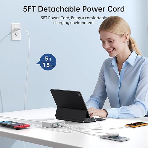 Miniatura 5 de Bloque de cargador USB, estación de carga USB de 100 W, 8 puertos para múltiples dispositivos, QC 18 W, adaptador de regleta de alimentación de