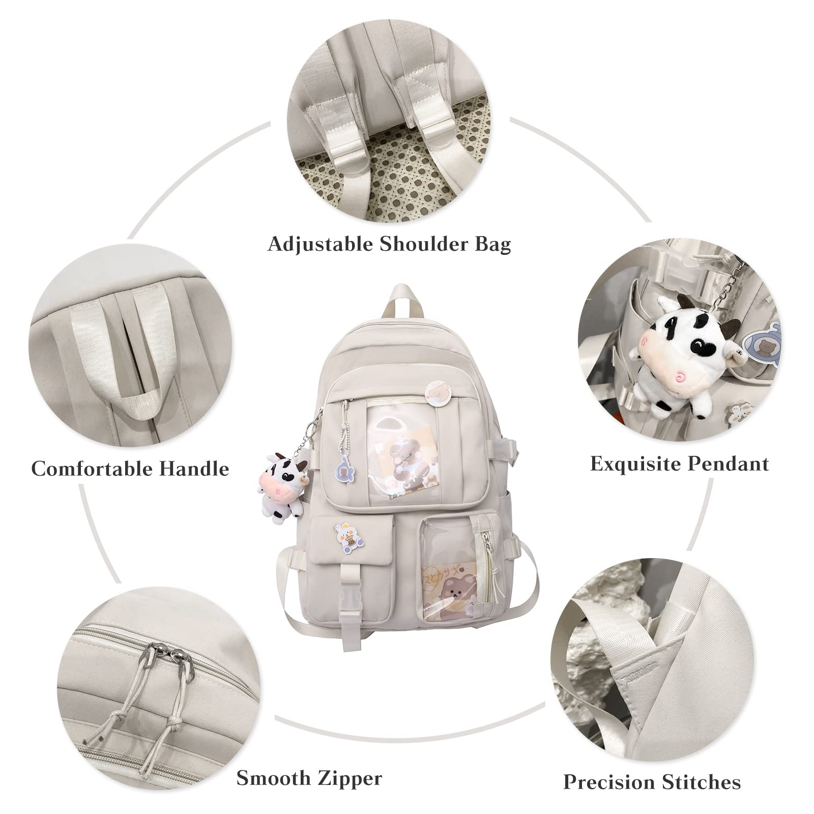 Ragazze Borsa da Scuola Carino Zaino Adolescente Zainetto Nylon Daypack Alunno Zaini per Scuola Viaggio Blu