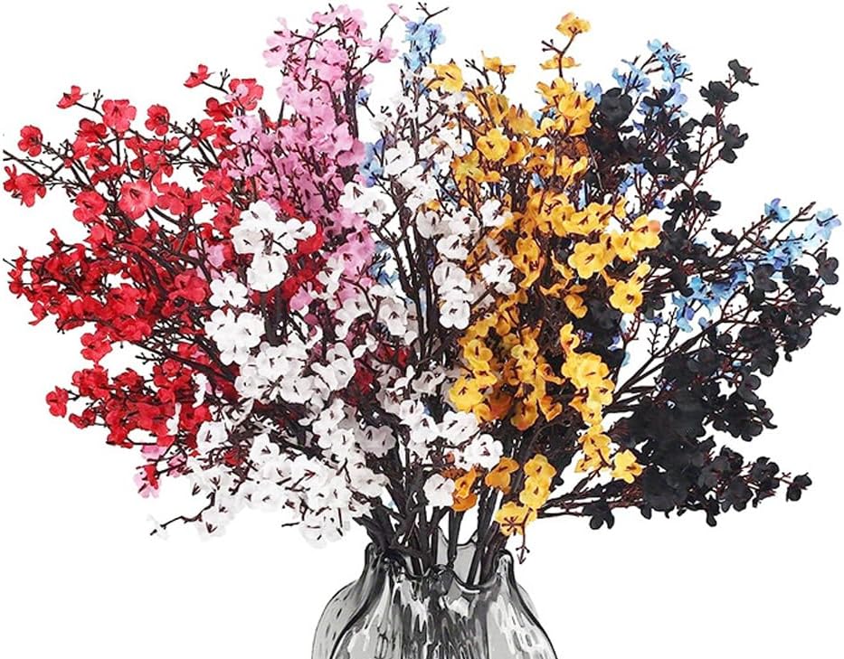 Champagne Pink Artificial Wintersweet Flower Bouquet, Set of 18 Piece, 19.3 Inch Silk Flowers for Wedding Decoration Bouquets, Bohemian Home Decoration, DIY Floral Arrangements